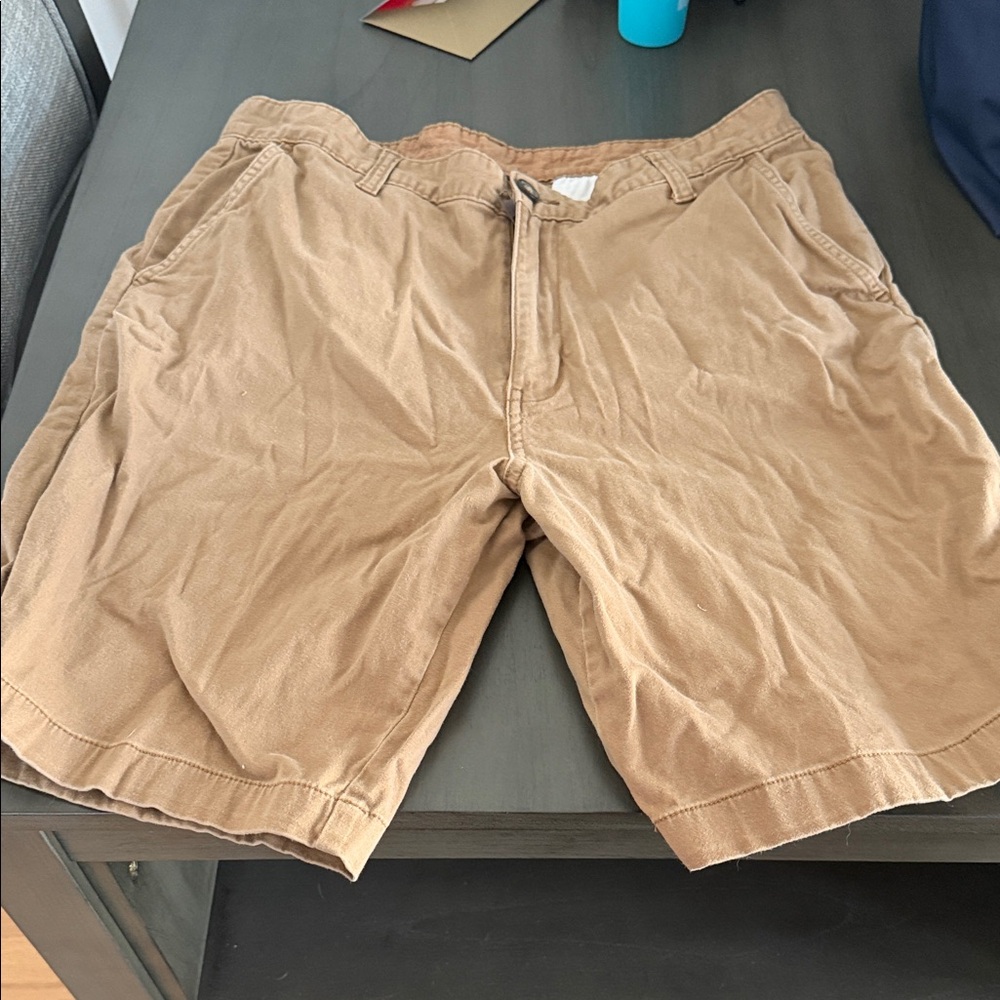Men's Tan Flat Front Shorts